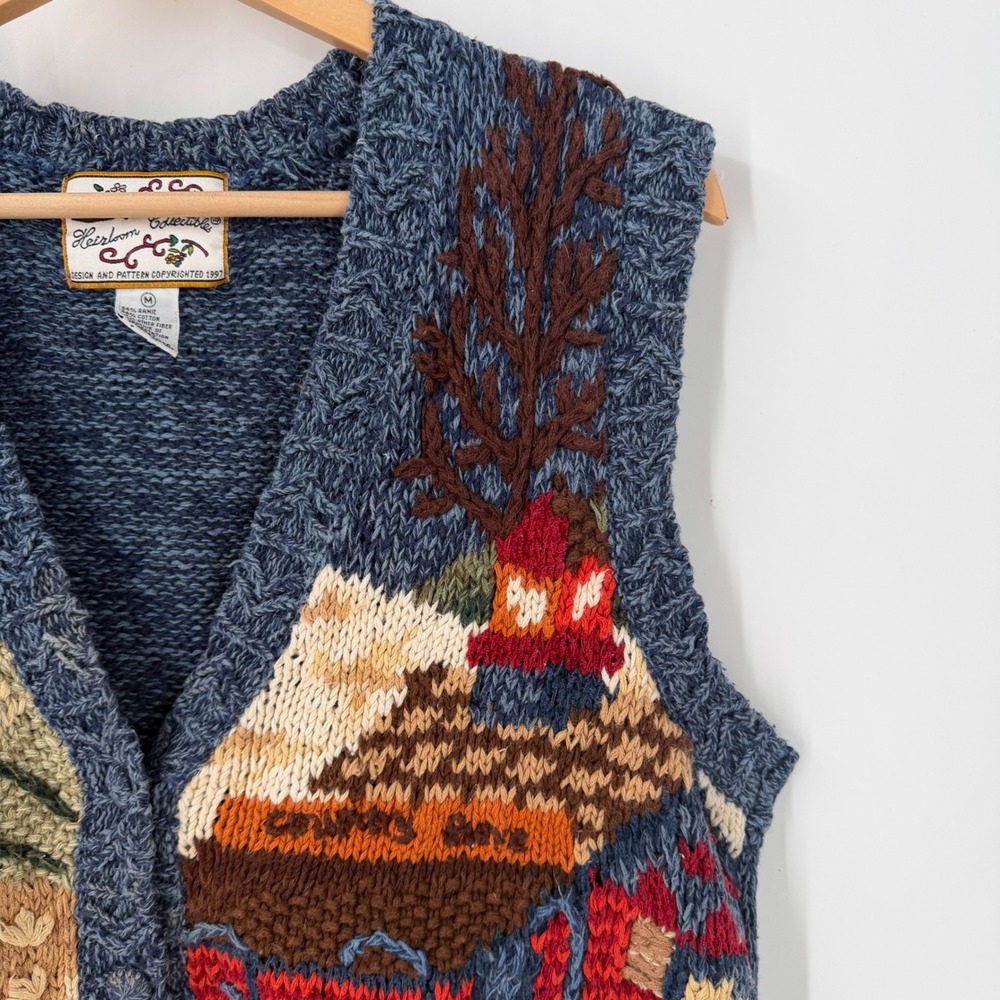 Heirloom Collectibles Vintage Fall Harvest Scarecrow Pumpkin Sweater Vest Medium - Picture 6 of 14